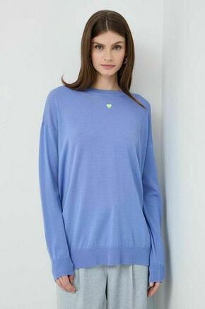 Volnen pulover MAX&amp;Co. ženski - modra. Pulover iz kolekcije MAX&amp;Co. Model izdelan iz volnene pletenine. Deviška volna je lažja od klasične volne. Odlikujejo jo izjemna mehkoba