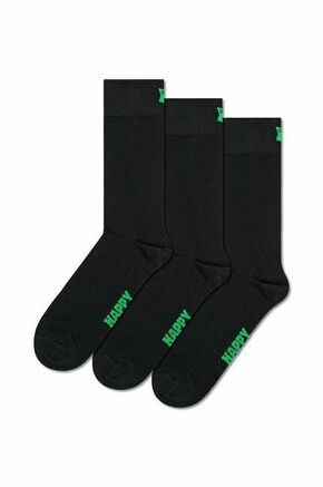 Nogavice Happy Socks Solid Socks 3-pack črna barva - črna. Nogavice iz kolekcije Happy Socks. Model izdelan iz elastičnega
