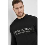 Armani Exchange bombažni pulover - črna. Pulover iz zbirke Armani Exchange. Model narejen iz tiskane tkanine.