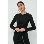 Majica Karl Lagerfeld ženska, črna barva - črna. Bluza iz kolekcije Karl Lagerfeld, izdelana iz elastične pletenine. Izrazita, bleščeča tkanina s kovinsko nitjo.