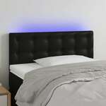 shumee LED posteljno vzglavje črno 90x5x78/88 cm umetno usnje