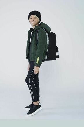 Otroška jakna Karl Lagerfeld zelena barva - zelena. Otroška Jakna iz kolekcije Karl Lagerfeld. Prehoden model izdelan iz vzorčastega materiala.