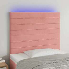Shumee LED posteljno vzglavje roza 90x5x118/128 cm žamet