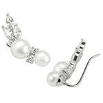 JwL Luxury Pearls Srebrni uhani s pravimi biseri in kristali JL0300