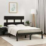 Greatstore Okvir za posteljo, črn, masivni les, 120x190 cm,4FT, dvojni