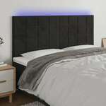 shumee LED posteljno vzglavje črno 180x5x118/128 cm žamet