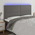 shumee LED posteljno vzglavje sivo 160x5x118/128 cm umetno usnje