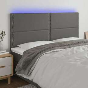 Shumee LED posteljno vzglavje sivo 160x5x118/128 cm umetno usnje