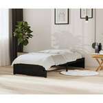 Greatstore Okvir za posteljo, črna barva, masivni les, 90 x 200 cm