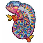 Lesena barvna sestavljanka - Hipnotični kameleon