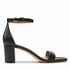 Usnjeni sandali Lauren Ralph Lauren Logan črna barva