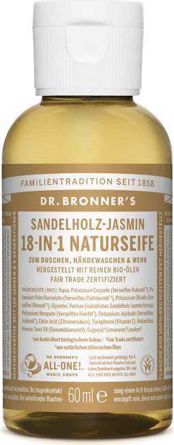 "Dr. Bronner's 18v1 naravno milo sandalovina in jasmin - 60 ml"