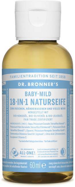 "Dr. Bronner's 18in1 naravno blago milo Baby - Travel size - 60 ml"