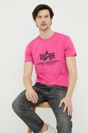 Bombažna kratka majica Alpha Industries roza barva - roza. Kratka majica iz kolekcije Alpha Industries. Model izdelan iz pletenine s potiskom.