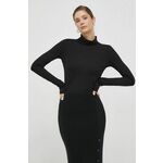 Majica z dolgimi rokavi Sisley ženski, črna barva - črna. Majica z dolgimi rokavi iz kolekcije Sisley, izdelana iz izjemno udobne pletenine. Model iz mehke in na otip prijetne tkanine.