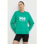 Bombažen pulover Helly Hansen ženski, zelena barva, 34462 - zelena. Pulover iz kolekcije Helly Hansen, izdelan iz elastične pletenine. Model iz izjemno udobne bombažne tkanine.