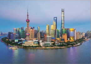 Educa Puzzle Panorama Šanghaja ob sončnem zahodu 1000 kosov