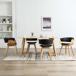 Greatstore Jedilni stoli 4 kosi črni ukrivljen les in umetno usnje