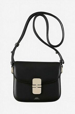 Usnjena torbica A.P.C. A.P.C. Sac Grace Mini PXBMW-F61515 BLACK črna barva - črna. Majhna torbica iz kolekcije A.P.C. Model na zapenjanje
