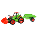 LENA Traktor z vedrom in vozičkom, rdeč in zelen