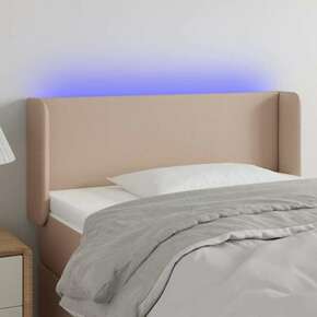 Greatstore LED posteljno vzglavje kapučino 93x16x78/88 cm umetno usnje