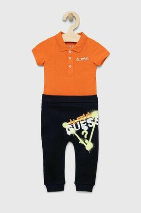 Komplet za dojenčka Guess oranžna barva - oranžna. Komplet za dojenčke iz kolekcije Guess. Model izdelan iz elastične pletenine.