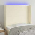 Vidaxl LED posteljno vzglavje krem 93x16x118/128 cm umetno usnje