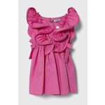 Otroška bombažna obleka Pinko Up roza barva - roza. Otroški obleka iz kolekcije Pinko Up. Model izdelan iz enobarvne tkanine. Model iz izjemno udobne bombažne tkanine, ki je zračna.