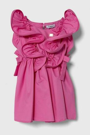Otroška bombažna obleka Pinko Up roza barva - roza. Otroški obleka iz kolekcije Pinko Up. Model izdelan iz enobarvne tkanine. Model iz izjemno udobne bombažne tkanine