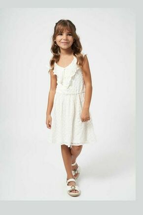 Otroška obleka Mayoral bež barva - bež. Otroški obleka iz kolekcije Mayoral. Model izdelan iz vzorčaste tkanine. Model iz izjemno udobne tkanine z visoko vsebnostjo bombaža.