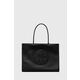 Torbica Tory Burch črna barva - črna. Velika torbica iz kolekcije Tory Burch. Model na zapenjanje, izdelan iz ekološkega usnja.