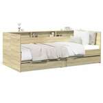 vidaXL Dnevna postelja s predali sonoma hrast 75x190 cm inženirski les