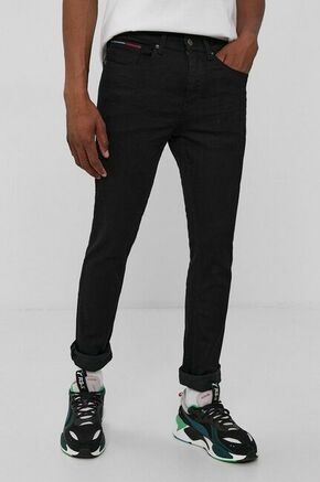 Kavbojke Tommy Jeans moško - črna. Kavbojke iz kolekcije Tommy Jeans v stilu slim s redno pasom. Model izdelan iz enobarvnega denima.
