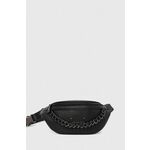 Torbica za okoli pasu Love Moschino črna barva - črna. Majhna torbica iz kolekcije Love Moschino. Model na zapenjanje, izdelan iz ekološkega usnja.