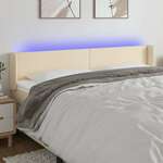 vidaXL LED posteljno vzglavje krem 183x16x78/88 cm blago