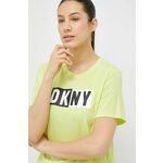 Kratka majica Dkny ženski, zelena barva - zelena. Kratka majica iz kolekcije Dkny. Model izdelan iz tanke, zelo elastične pletenine.