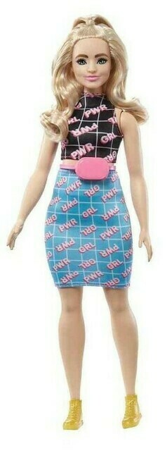 Mattel Barbie modelka – Čierno-modré šaty s ľadvinkou