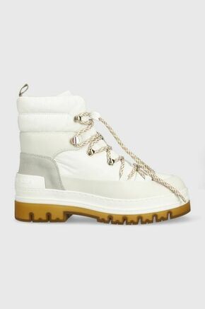 Čevlji Tommy Hilfiger Laced Outdoor Boot bela barva - bela. Čevlji iz kolekcije Tommy Hilfiger. Model izdelan iz kombinacije tekstilnega materiala in naravnega usnja.