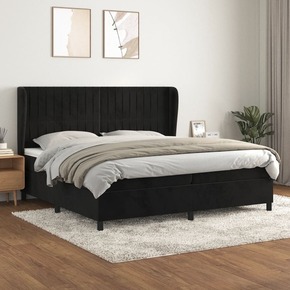 Box spring postelja z vzmetnico črna 200x200 cm žamet - vidaXL - črna - 95