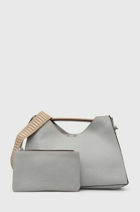 Usnjena torbica Gianni Chiarini siva barva - siva. Srednje velika torbica iz kolekcije Gianni Chiarini. Model na zapenjanje