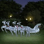 Zunanji božični jeleni s sanmi 100 LED lučk beli