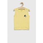 Otroška bombažna kratka majica GAP x Disney rumena barva - rumena. Otroška lahkotna kratka majica iz kolekcije GAP, izdelana iz pletenine, prijetne na optip. Model iz izjemno udobne bombažne tkanine.