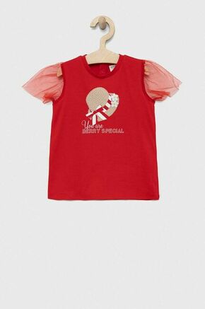 Kratka majica za dojenčka Birba&amp;Trybeyond rdeča barva - rdeča. Kratka majica za dojenčka iz kolekcije Birba&amp;Trybeyond. Model izdelan iz pletenine z nalepko. Visokokakovosten