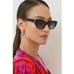 Sončna očala Saint Laurent ženski, črna barva - črna. Sončna očala iz kolekcije Saint Laurent. Model z enobarvnimi stekli in okvirji iz plastike. Ima filter UV 400.