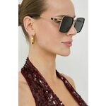 Sončna očala Versace ženski, črna barva - črna. Sončna očala iz kolekcije Versace. Model z enobarvnimi stekli in okvirji iz kombinacije umetne snovi in kovine. Ima filter UV 400.
