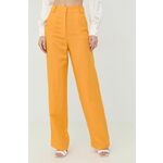 Lanene hlače Patrizia Pepe ženski, rumena barva - rumena. Hlače iz kolekcije Patrizia Pepe. Model izdelan iz enobarvne tkanine.