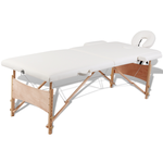 vidaXL Stol za masažu drvenim okvirom, 2 mjesta, Krem boja
