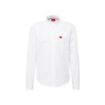 Bombažna srajca HUGO moška, bela barva, - bela. Srajca iz kolekcije HUGO. Model izdelan iz enobarvne tkanine. Ima ovratnik button-down.