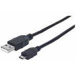 MANHATTAN Kabel USB 2.0 A moški / Micro-B moški, 1,8 m, črn