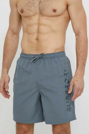 Kopalne kratke hlače Superdry siva barva - siva. Kopalne kratke hlače iz kolekcije Superdry